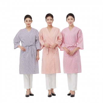 라인 T/C 줄무늬가운