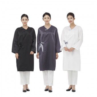 라인 공단 여밈 가운