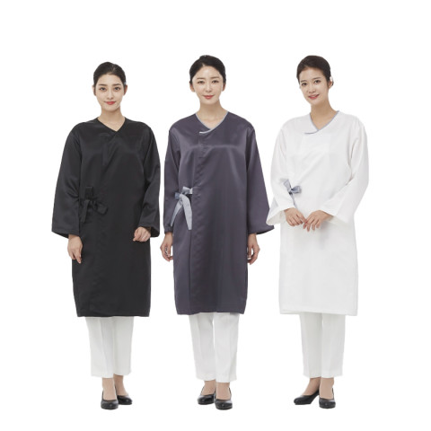 라인 공단 여밈 가운