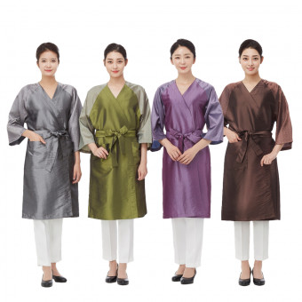 라인 라글란 배색 가운
