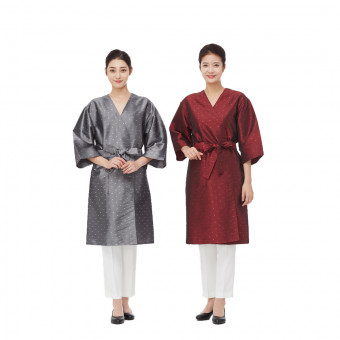 라인 심플 자카드 가운