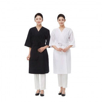 라인 코튼 가운