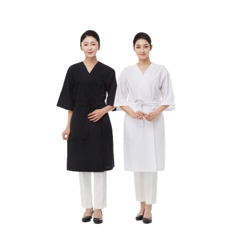 라인 코튼 가운